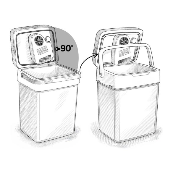 Autós hűtőtáska, Berdsen Icemax, fekete, 26 l, ventilátoros, egyzónás, akár 18°C hűtés, ECO/normál üzemmód, 12 V DC / 230 V AC, 39 dB