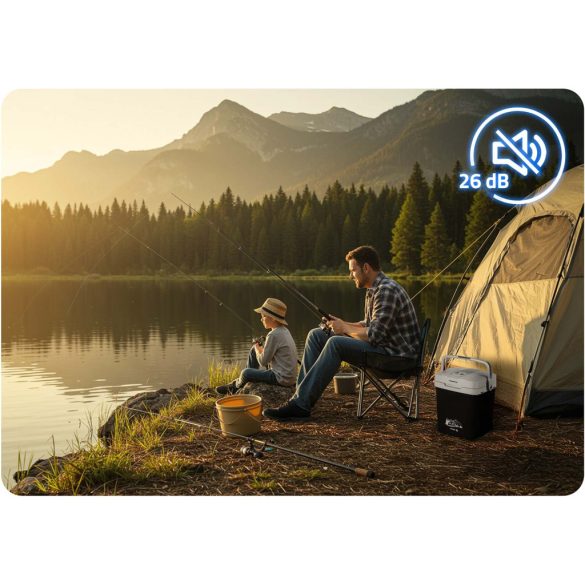 Autós hűtőtáska, Berdsen Icemax, fekete, 26 l, ventilátoros, egyzónás, akár 18°C hűtés, ECO/normál üzemmód, 12 V DC / 230 V AC, 39 dB