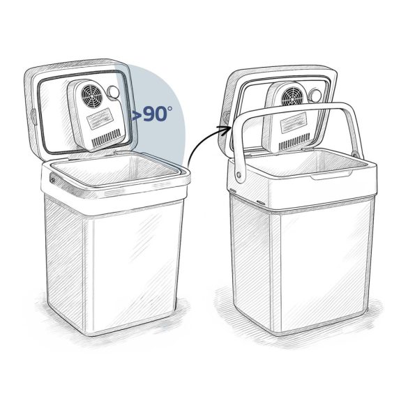 Autós hűtőtáska, Berdsen Icemax, kék, 26 l, ventilátoros, egyzónás, akár 18°C hűtés, ECO/normál üzemmód, 12 V DC / 230 V AC, 39 dB