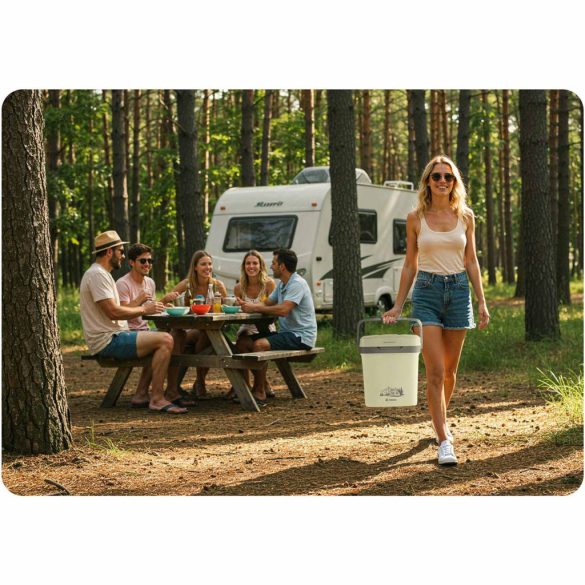 Autós hűtőtáska, Berdsen Icemax, krémszínű, 26 l, ventilátoros, egyzónás, akár 18°C hűtés, ECO/normál üzemmód, 12 V DC / 230 V AC, 39 dB