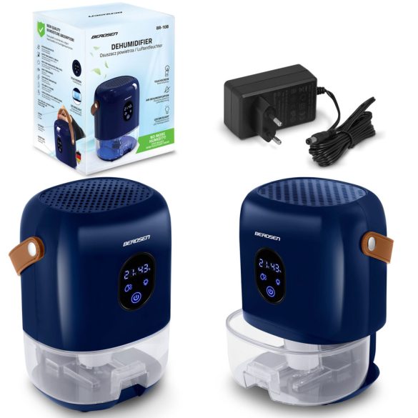 Páramentesítő, Berdsen BR-10B, sötétkék, 1000 ml tartály, ultra csendes 34 dB, Peltier-technológia, LED fény, éjszakai mód, 22,5 W