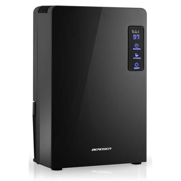 Páramentesítő, Berdsen BR-22A, fekete, 2200 ml tartály, 700 ml/nap, UV-C lámpa és TiO2 szűrő, Peltier-technológia, ultracsendes 34 dB, érintőpanel, időzítő, 90 W