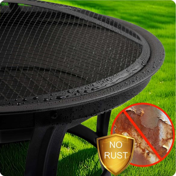 Kerti tűzrakó, Berdsen BD-880, fekete, átmérő: 60 cm, magasság: 53,5 cm, acél lemez, 42 cm piszkavas, szikramentesítő kupola