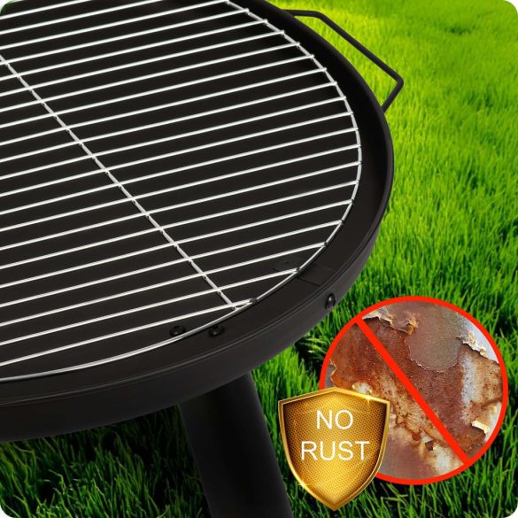 Kerti tűzrakó, Berdsen BD-881, fekete, átmérő: 60 cm, magasság: 27,5 cm, acél lemez, 42 cm piszkavas