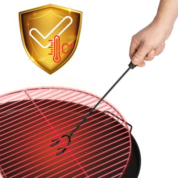 Kerti tűzrakó, Berdsen BD-881, fekete, átmérő: 60 cm, magasság: 27,5 cm, acél lemez, 42 cm piszkavas