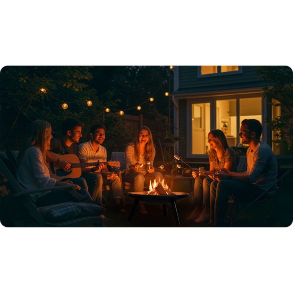 Kerti tűzrakó, Berdsen BD-881, fekete, átmérő: 60 cm, magasság: 27,5 cm, acél lemez, 42 cm piszkavas