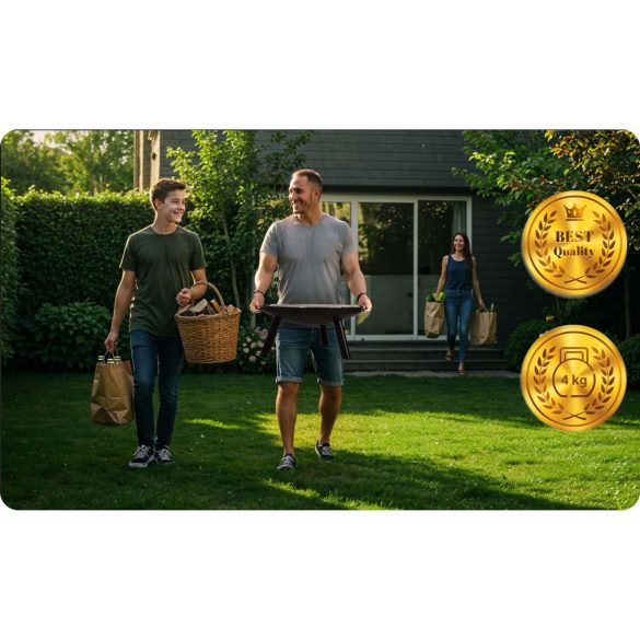 Kerti tűzrakó, Berdsen BD-881, fekete, átmérő: 60 cm, magasság: 27,5 cm, acél lemez, 42 cm piszkavas