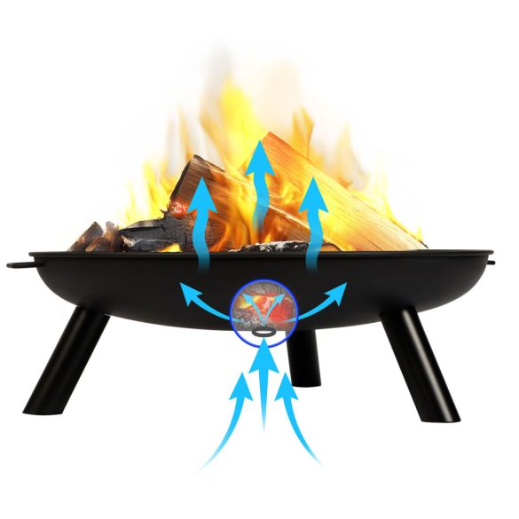 Kerti tűzrakó, Berdsen BD-882, fekete, átmérő: 80 cm, magasság: 27,5 cm, acél lemez, 42 cm piszkavas