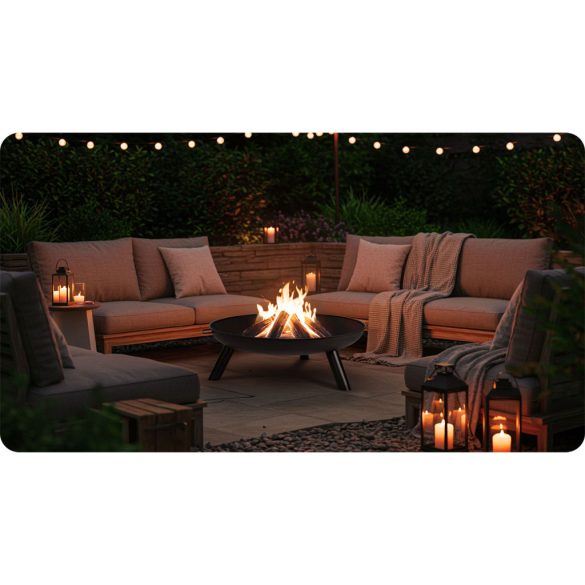 Kerti tűzrakó, Berdsen BD-882, fekete, átmérő: 80 cm, magasság: 27,5 cm, acél lemez, 42 cm piszkavas