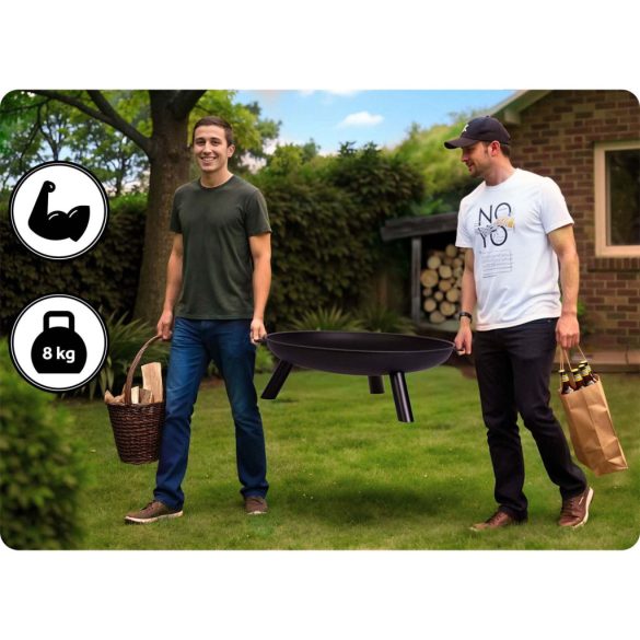 Kerti tűzrakó, Berdsen BD-882, fekete, átmérő: 80 cm, magasság: 27,5 cm, acél lemez, 42 cm piszkavas