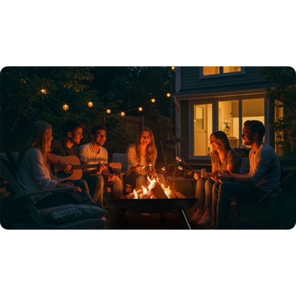 Kerti tűzrakó, Berdsen BD-882, fekete, átmérő: 80 cm, magasság: 27,5 cm, acél lemez, 42 cm piszkavas