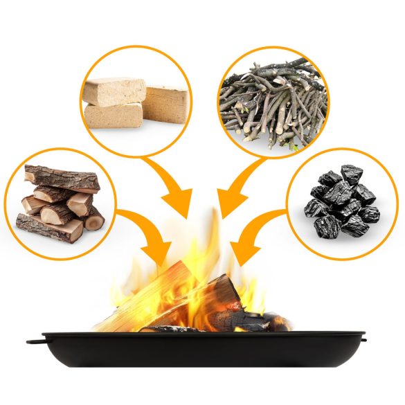 Kerti tűzrakó, Berdsen BD-882, fekete, átmérő: 80 cm, magasság: 27,5 cm, acél lemez, 42 cm piszkavas