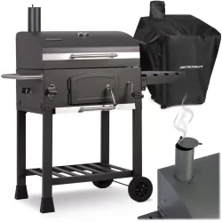   Faszenes grill, Berdsen BD-891, fekete, acél, 122 x 109,5 x 48 cm, kétrészes öntöttvas rács: 57 x 43 cm, kerekek, 389190 vízlepergető védőponyvával
