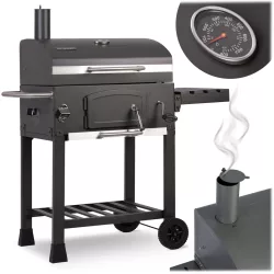   Faszenes grill, Berdsen BD-891, fekete, acél, 122 x 109,5 x 48 cm, kétrészes öntöttvas rács: 57 x 43 cm, kerekek