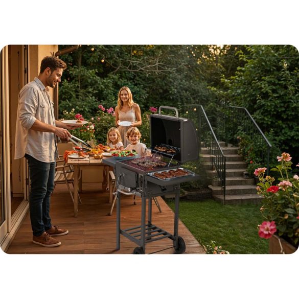 Grillsütő védőponyva, Berdsen, fekete, 110 x 160 x 54  cm, vízlepergető