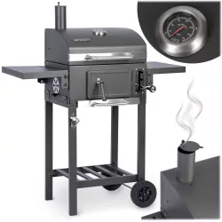   Faszenes grill, Berdsen BD-892, antracit, acél, 110 x 96 x 35 cm, kétrészes öntöttvas rács: 42 x 31,5 cm, kerekek