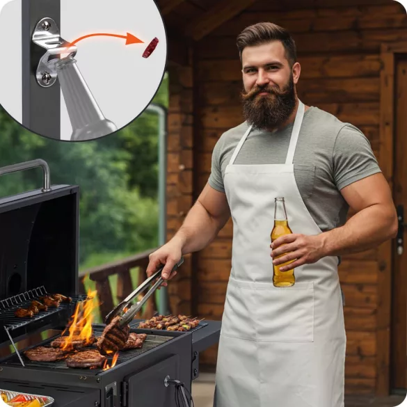 Faszenes grill, Berdsen BD-892, antracit, acél, 98 x 96 x 35 cm, kétrészes öntöttvas rács: 42 x 31,5 cm, kerekek