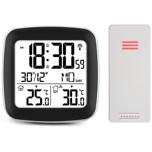 Időjárás állomás, Berdsen BD-903, ezüst, vezeték nélküli, kijelzős, külső érzékelővel, 60 m hatótáv, ébresztőóra, hőmérséklet