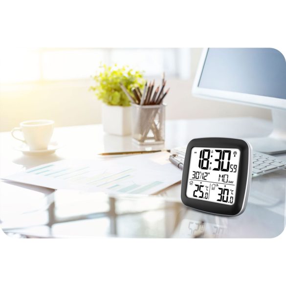 Időjárás állomás, Berdsen BD-903, ezüst, vezeték nélküli, kijelzős, külső érzékelővel, 60 m hatótáv, ébresztőóra, hőmérséklet