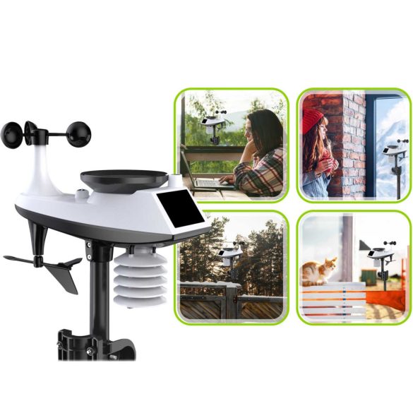 Időjárás állomás, Berdsen BD-905, sötétszürke, vezeték nélküli, színes kijelző, külső érzékelővel, 100 m hatótáv, hőmérséklet, páratartalom, légnyomás, szélerősség, ébresztőóra, előrejelzés