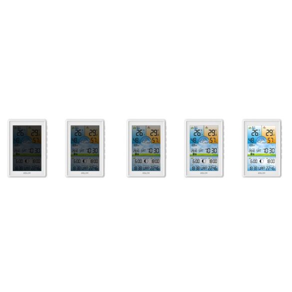 Időjárás állomás, BALDR BD-906, fehér, vezeték nélküli, színes kijelző, külső érzékelő, 60 m hatótáv, hőmérséklet, páratartalom, légnyomás, ébresztőóra, előrejelzés