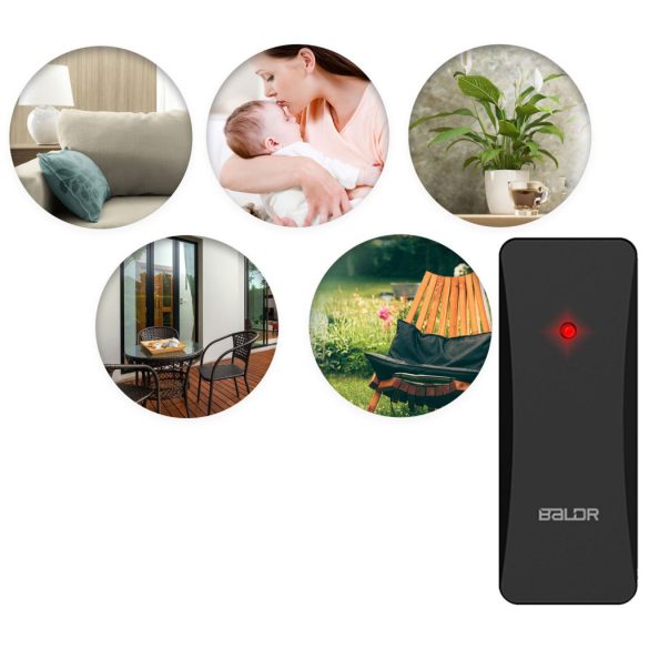 Időjárás állomás, BALDR BD-907, fekete, vezeték nélküli, színes kijelző, külső érzékelő, 60 m hatótáv, hőmérséklet, páratartalom, légnyomás, ébresztőóra, előrejelzés