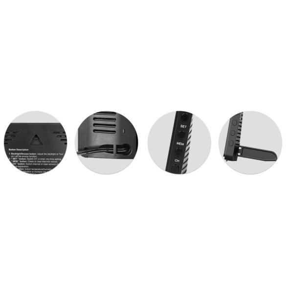 Időjárás állomás, BALDR BD-908, fekete, vezeték nélküli, színes kijelző, külső érzékelő, 60 m hatótáv, hőmérséklet, páratartalom, légnyomás, ébresztőóra, előrejelzés