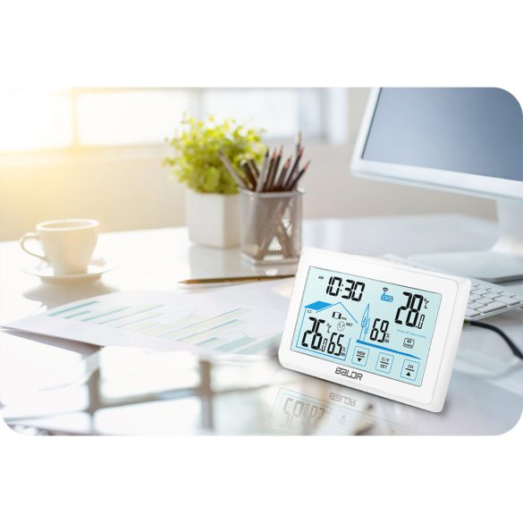 Időjárás állomás, BALDR BD-910, fehér, vezeték nélküli, színes kijelző, külső érzékelő, 60 m hatótáv, hőmérséklet, páratartalom