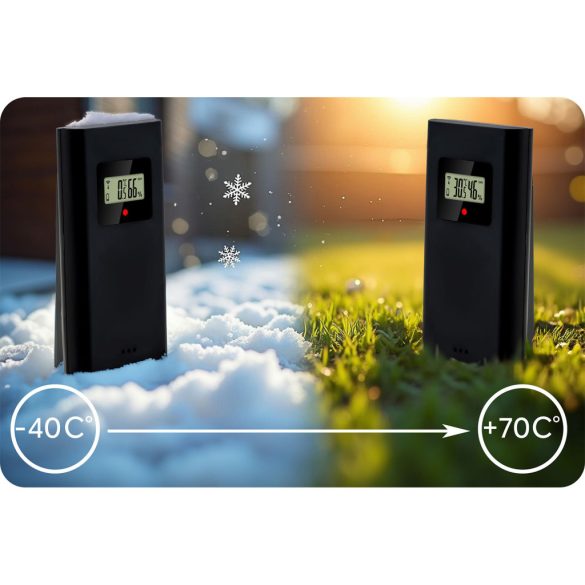 Időjárás állomás, Berdsen BD-912, fekete, vezeték nélküli, színes kijelző, külső érzékelő, 60 m hatótáv, hőmérséklet, páratartalom, légnyomás, ébresztőóra