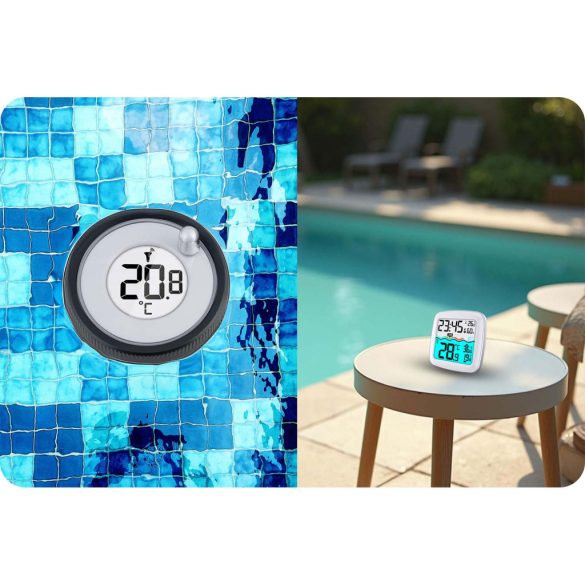 Időjárás állomás, Berdsen BD-913, fehér, vezeték nélküli, színes kijelző, akár 3 külső érzékelő, 60 m hatótáv, hőmérséklet, páratartalom, medence hőmérséklet