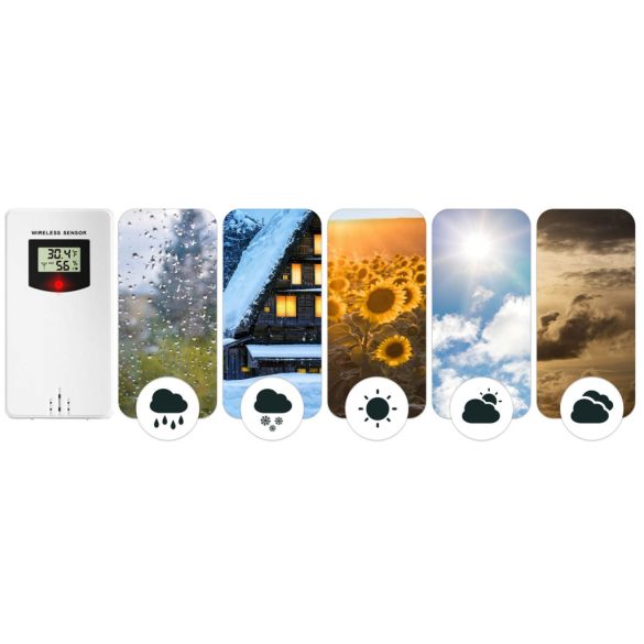Időjárás állomás külső érzékelő, Berdsen BD-920, fehér, vezeték nélküli, 433,92 MHz, 60 m hatótáv, elemes (2 × AA, nem tartozék), kompatibilis: Berdsen BD-904/BD-902/BD-901