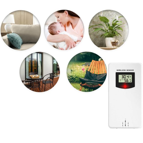 Időjárás állomás külső érzékelő, Berdsen BD-920, fehér, vezeték nélküli, 433,92 MHz, 60 m hatótáv, elemes (2 × AA, nem tartozék), kompatibilis: Berdsen BD-904/BD-902/BD-901