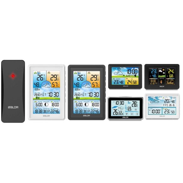 Időjárás állomás külső érzékelő, BALDR, fekete, vezeték nélküli, 433,92 MHz, 60 m hatótáv, elemes (2 × AA, nem tartozék), kompatibilis: Berdsen BD-910/BD-907/BD-908/BD-909/BD-906