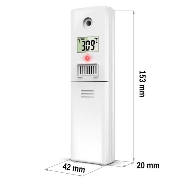 Időjárás állomás külső érzékelő, Berdsen, fehér, vezeték nélküli, 433,92 MHz, 100 m hatótáv, elemes (2 x AAA, nem tartozék), kompatibilis: Berdsen BD-905