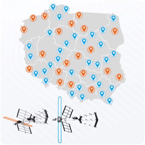 TV antenna, Berdsen BD-950, ezüst, kültéri, 4K Ultra HD kompatibilis, VHF + UHF, DVB-T/T2, LTE szűrős, 12 dB erősítés, 80 km hatótáv