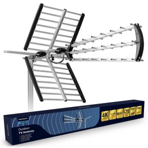 TV antenna, Berdsen BD-953, ezüst, kültéri, 4K Ultra HD kompatibilis, VHF + UHF, DVB-T/T2, LTE szűrős, 13-15 dB erősítés, 80 km hatótáv