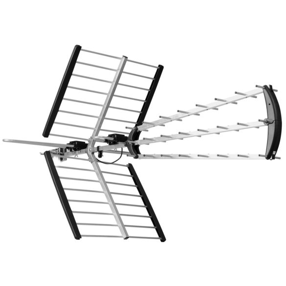 TV antenna, Berdsen BD-953, ezüst, kültéri, 4K Ultra HD kompatibilis, VHF + UHF, DVB-T/T2, LTE szűrős, 13-15 dB erősítés, 80 km hatótáv