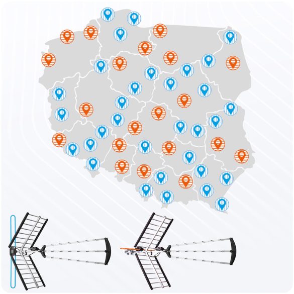 TV antenna, Berdsen BD-953, ezüst, kültéri, 4K Ultra HD kompatibilis, VHF + UHF, DVB-T/T2, LTE szűrős, 13-15 dB erősítés, 80 km hatótáv