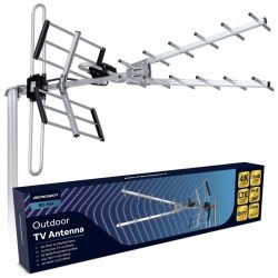   TV antenna, Berdsen BD-953, ezüst, kültéri, 4K Ultra HD kompatibilis, VHF + UHF, DVB-T/T2, LTE szűrős, 16 dB erősítés, 80 km hatótáv