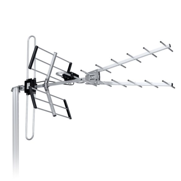 TV antenna, Berdsen BD-953, ezüst, kültéri, 4K Ultra HD kompatibilis, VHF + UHF, DVB-T/T2, LTE szűrős, 16 dB erősítés, 80 km hatótáv