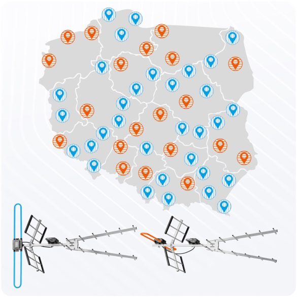 TV antenna, Berdsen BD-953, ezüst, kültéri, 4K Ultra HD kompatibilis, VHF + UHF, DVB-T/T2, LTE szűrős, 16 dB erősítés, 80 km hatótáv