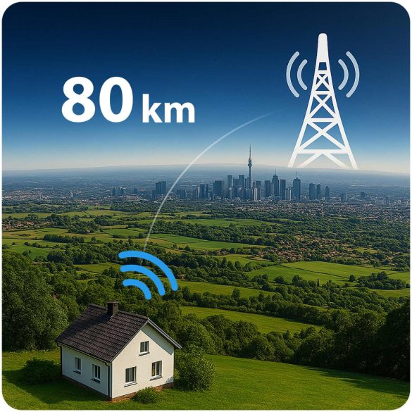 TV antenna, Berdsen BD-955, fehér, beltéri/kültéri, 4K Ultra HD kompatibilis, VHF + UHF, DVB-T/T2, LTE szűrős, 28 dB erősítés, 80 km hatótáv, 10 m kábel