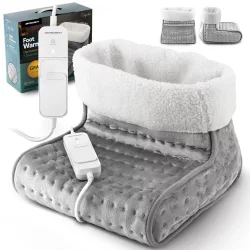   Elektromos lábmelegítő, Berdsen BD-970, szürke, 30 x 30 x 24 cm, 140 W, 3 hőfok, plüss bélés, túlmelegedés elleni védelem, 90 perces automatikus kikapcsolás