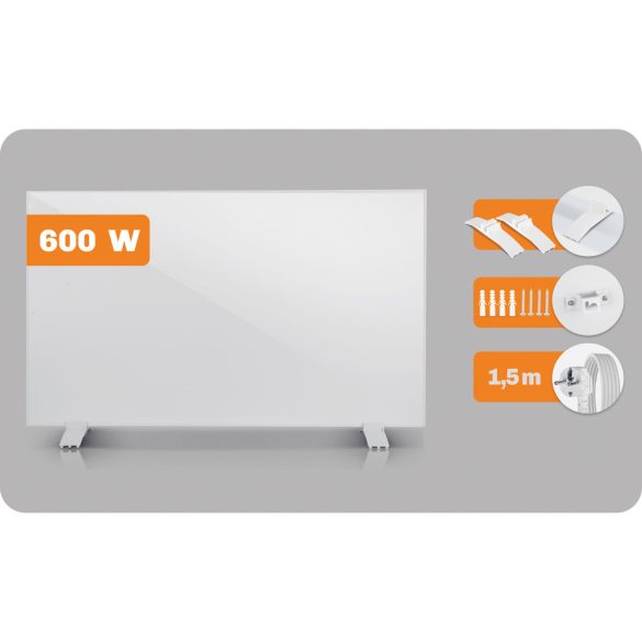 Elektromos fűtőpanel, Berdsen, BD-980, 600 W, 100 x 60 x 1,5 cm, infravörös Carbon Crystal technológia, falra/mennyezetre szerelhető vagy szabadon álló, gyors felfűtés, túlmelegedés elleni védelem, csendes működés