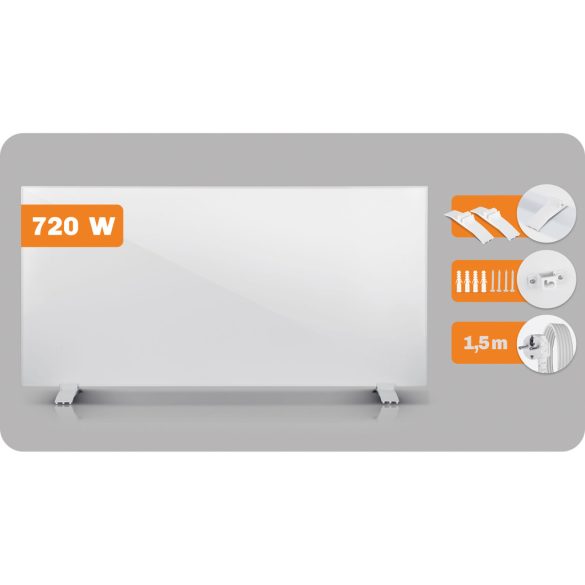 Elektromos fűtőpanel, Berdsen, BD-982, 720 W, 120 x 60 x 1 cm, infravörös Carbon Crystal technológia, falra/mennyezetre szerelhető, szabadon álló, gyors felfűtés