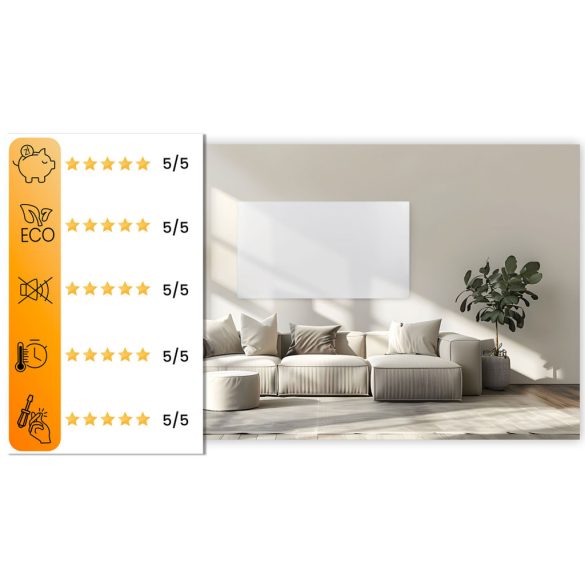 Elektromos fűtőpanel, Berdsen, BD-982, 720 W, 120 x 60 x 1 cm, infravörös Carbon Crystal technológia, falra/mennyezetre szerelhető, szabadon álló, gyors felfűtés