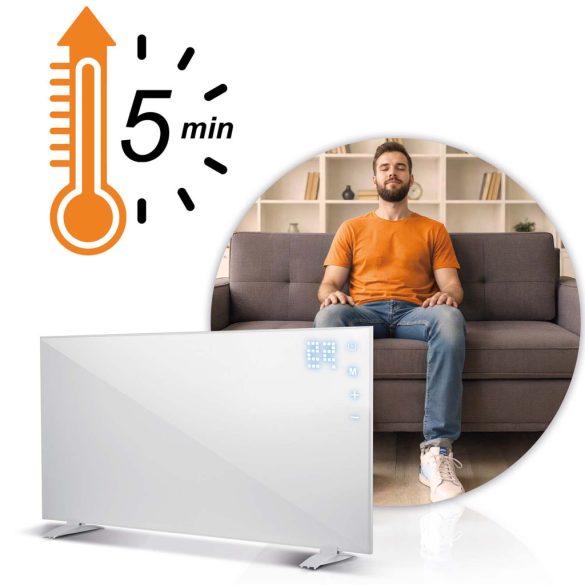 Elektromos fűtőpanel, Berdsen, BD-983, 720 W, 120 x 60 x 1 cm, Wi-Fi (Tuya) alkalmazás, távirányító, érintőpaneles, termosztát, időzítő 1–9 óra, túlmelegedés-védelem