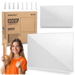   Elektromos fűtőpanel, Berdsen BD-986, fehér, 800 W, 100 x 80 x 1,2 cm, infravörös Carbon Crystal technológia, falra szerelhető