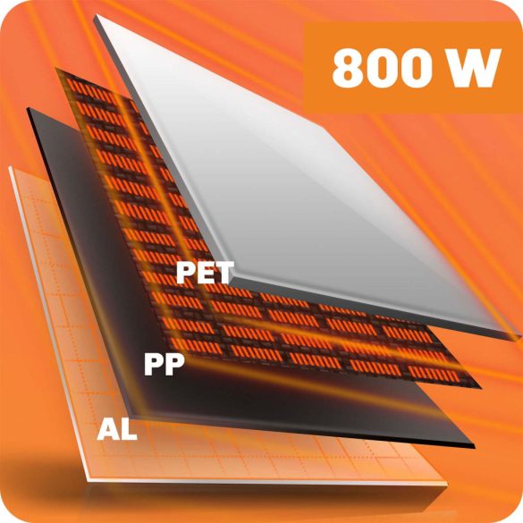 Elektromos fűtőpanel, Berdsen BD-986, fehér, 800 W, 100 x 80 x 1,2 cm, infravörös Carbon Crystal technológia, falra szerelhető