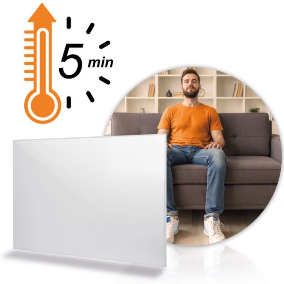 Elektromos fűtőpanel, Berdsen BD-986, fehér, 800 W, 100 x 80 x 1,2 cm, infravörös Carbon Crystal technológia, falra szerelhető